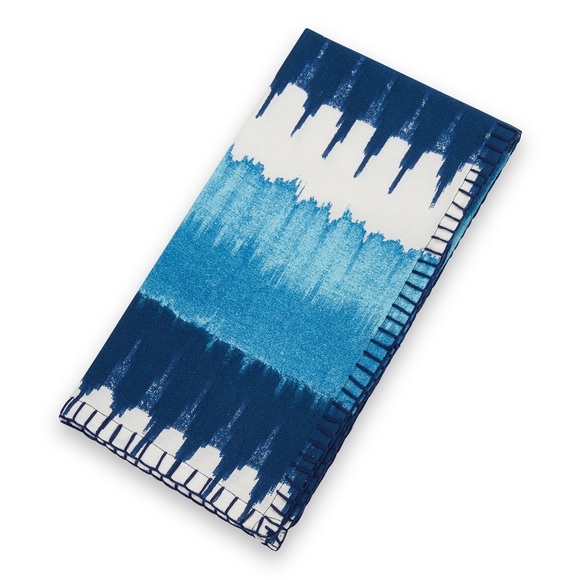 NWT 4 Figue Ikat Stripe Navy Napkins - Picture 3 of 10